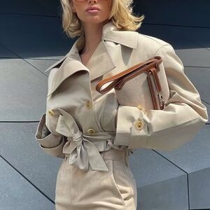 Helsa Oversized Cropped Trench in Chino